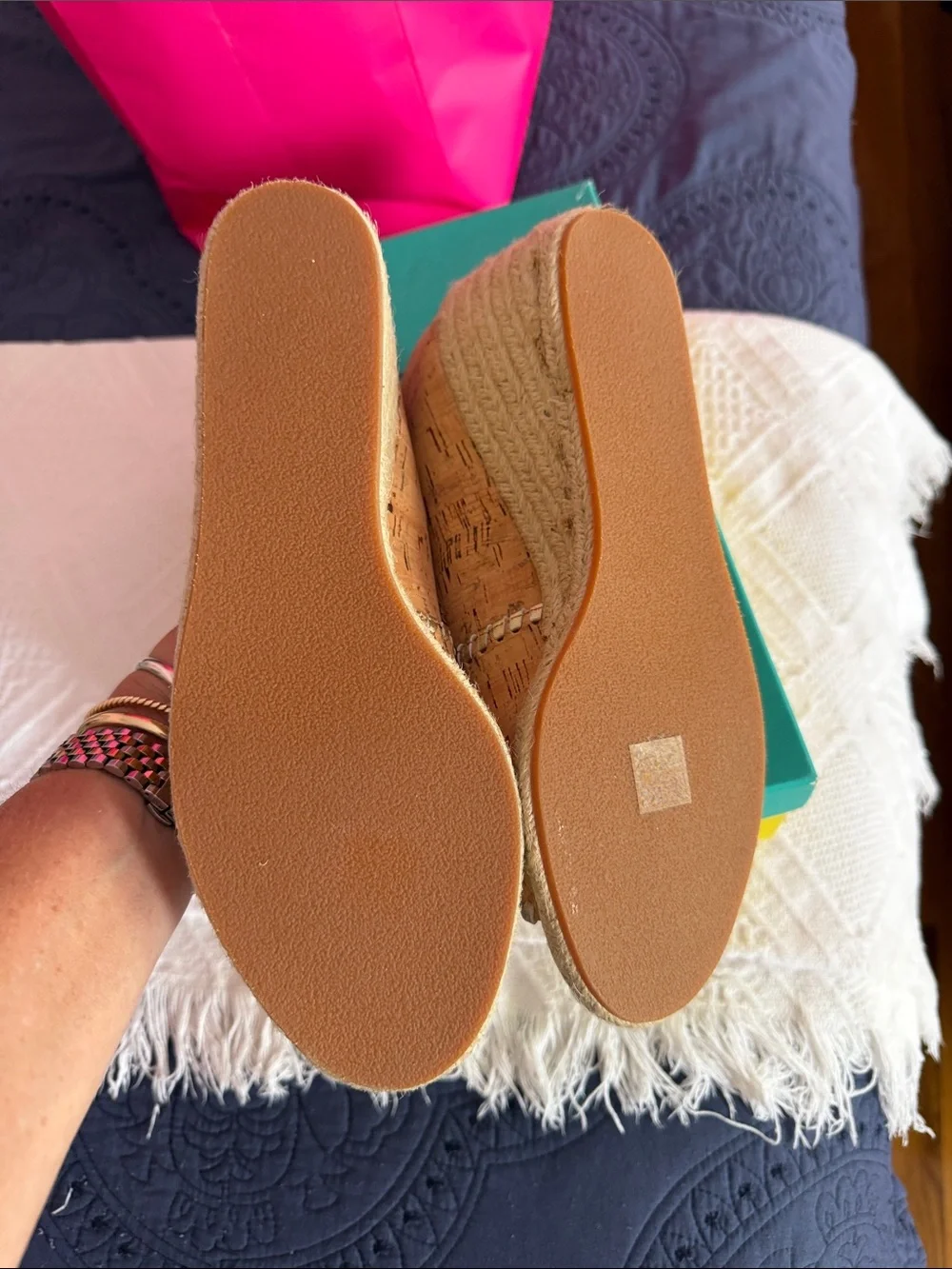 Jack Rogers Natural Cork Espadrille Wedge Sandals Palmer Wedge